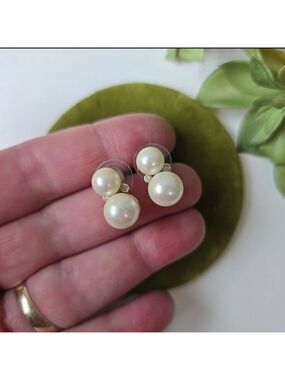 Vintage Carolee Faux Pearls Stud Earrings